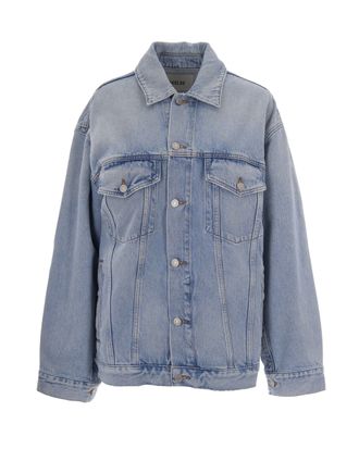 A Gold E Oversized Indigo Wash Denim Jacket with Classic Pocket Design