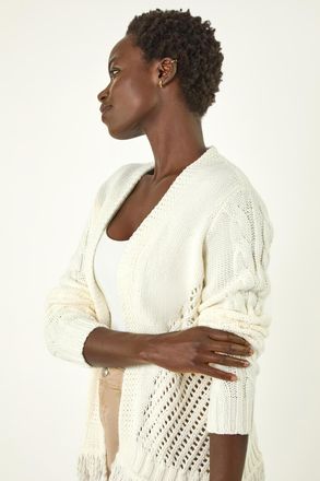 Roman Lightweight Fringe Hem Knit Cardigan
