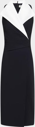 La Petite Robe Di Chiara Boni Sleeveless Pleated Two-Tone Midi Dress