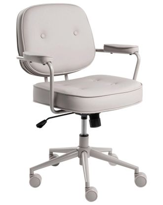 Beliani Sedia Da Ufficio In Tessuto Con Rivestimento In Ecopelle Struttura In Metallo Funzione Girevole Reclinabile Altezza Regolabile, Grigio, Paramus