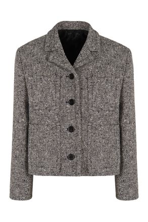 Gucci Double Wool and Cotton Moulin&eacute; Blazer - Gray