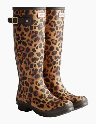 Hunter Womens Hunter Original Chelsea Rubber Womens Leopard Wellington Boots - Brown - Size: 4