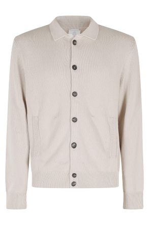 Eleventy Neutral Front-Button Cotton-Blend Cardigan