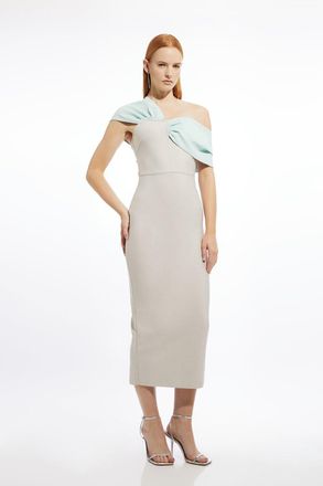 Karen Millen Womens Figure Form Bandage Asymmetric Strap Knit Midi Dress - Mint - Size X-Small