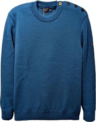 Saint James Blauwe Lagune Matrozen Trui Cancale - Heren - Ronde hals truien - Blauw - L - Wol - Truien & Vesten