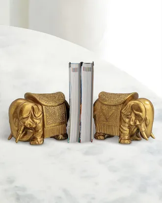 Port 68 Royal Gold Elephant Bookends, Set of 2