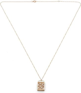 Wwake Collana in oro giallo 14 carati riciclato con perle e diamanti