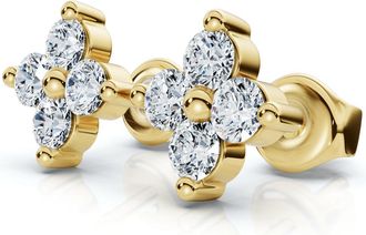 Pompeii3 1/2Ct Jackie Diamond Studs 14k Gold Earrings Lab Grown 1/3 Tall