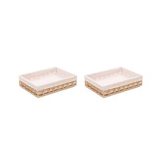 OEM 2 Cestas De Almacenamiento De Rat&aacute;n, Cesta Tejida, Cesta Para Fruta Y Pan, Bandeja Para Guardar Aperitivos, Cesta De Picnic, Color Caqui