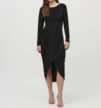 Joseph Ribkoff Pleated Midi Cocoon Dress In Black