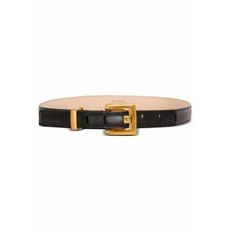 Balmain Belts, female, Black, Size: 80 CM Anthem narrow leather belt