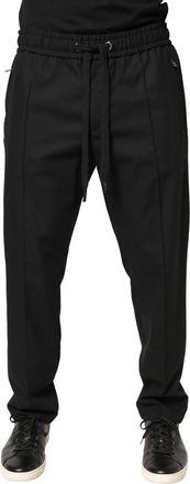 Dolce & Gabbana Black Wool Skinny Jogger Trouser Mens Pants
