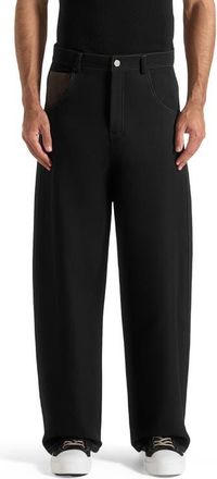 Mani&egrave;re De Voir Lazare Wide Leg Twill Jeans in Black at Nordstrom, Size 38