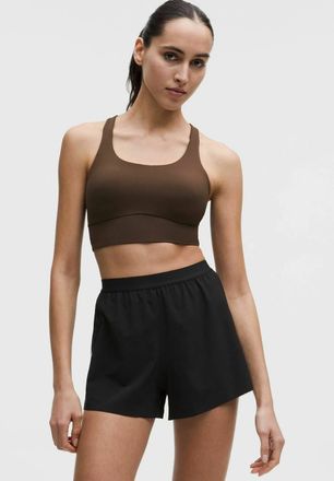 lululemon Energy Longline Evolve Medium Support Sports Bra In Walnut Crunch/foam Cloud