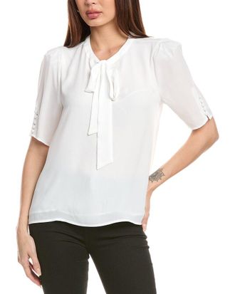 T Tahari Tie-Neck Woven Top