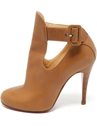 Christian Louboutin Cut-out ankle boots - women - Calf Leather/Calf Leather/Calf Leather/Rubber - 35.5 - Brown