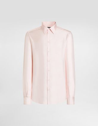 Dolce & Gabbana Martini Silk Twill Shirt - Man Shirts Pink 37