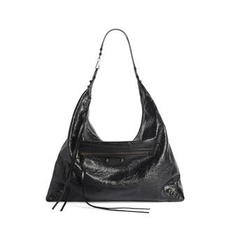 Balenciaga Large Le City Crinkled-leather Shoulder Bag