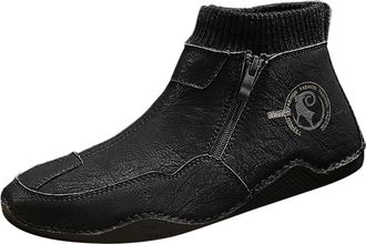 Generic 2026 Gentlemen Boys Pu Ankle Boots Autumn Winter Warm Hiking Work Block Heel Lightweight City Walking Rainy Days Men Wellies Waterproof Rubber Yard Mu