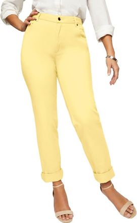 Jessica London Classic Cotton Denim Straight-Leg Jean in Butter at Nordstrom, Size 30