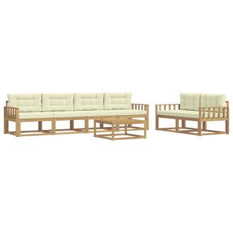 vidaXL Conjunto De Sof&aacute;s De Exterior Con Coj&iacute;n 6 Pcs Blanco Y Crema Vidaxl