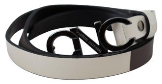Costume National Leather Letter Logo Buckle Womens Belt