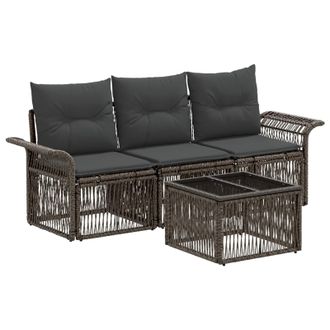 vidaXL Conjunto De Sof&aacute;s De Jard&iacute;n 4 Pcs Gris Rat&aacute;n Sint&eacute;tico Vidaxl