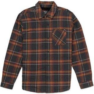 Hurley Portland Faux Shearling Lined Flannel Shirt in Black/orange at Nordstrom Rack, Size Small