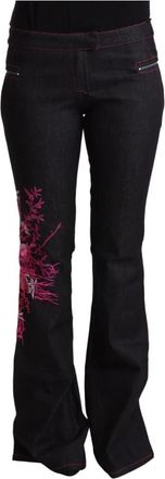 Exte Geborduurde Bloemen Flared Denim Jeans - Dames - Bootcut Jeans - Zwart - M - Denim - Jeans