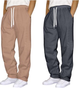 Generic 1/2/3 Pack Joggers for Men UK Tracksuit Jogging Bottoms Fleece blackJoggers Open Hem Sweatpants with Pockets Drawstring Trousers Gym Workout Loose Car