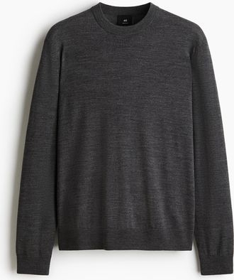 H&M Merinowollpullover in Regular Fit - Grau