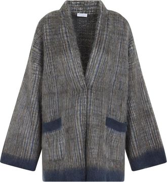 Brunello Cucinelli Cardigan Jacquard Galles - - Knitwear - Donna - Grigio - S