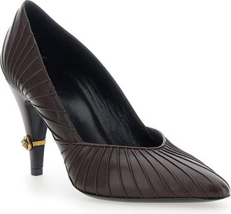 Versace Brown Gianni Leather Pumps