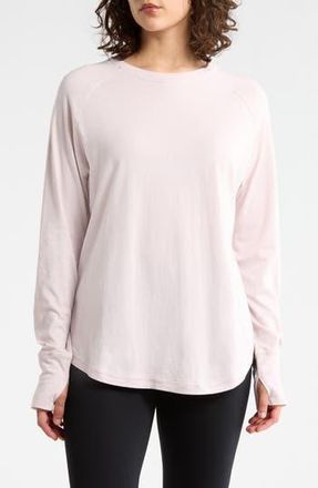 Zella Vintage Wash Relaxed Long Sleeve 2.0 Tee in Pink Hush at Nordstrom Rack, Size X-Large