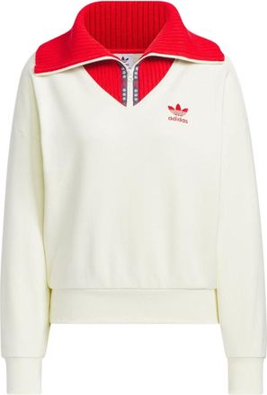 adidas (WMNS) adidas Originals x Feifei RUAN Crewneck Zip Up Sweatshirt Asia Sizing White Red JE1606