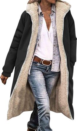 Generic Womens Quilted Jacket Long Winter Coats for Women Uk Waterproof Fleece Faux Fur Lined Quilted Ladies Parka Puffer Jackets Hood Warm Plus Size Hooded T