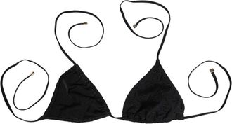 Dolce & Gabbana Womens Black Embroidered Triangle Swimwear Underwear Polyamide Clothing