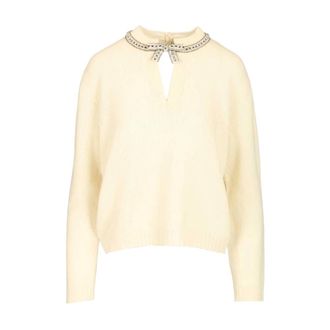 Valentino Garavani V-neck Wool Jumper - female - Valentino Garavani - Round-neck Knitwear - White - M - Knitwear