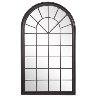 Beliani Espejo De Pared De Metal Negro 77 X 130 Cm Ventana Arqueada Vintage Decoraci&oacute;n Trevol