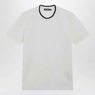 Dolce & Gabbana White technical piqu&eacute; cotton T-shirt with embroidery