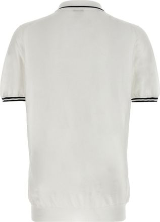 Kiton Mens White Cotton Polo Shirt