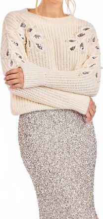 Sadie & Sage Monroe Leaf Cutout Embellished Sweater In Cream