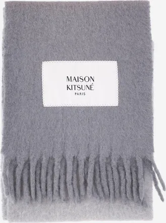 Maison Kitsun&eacute; alpacawollen sjaal met logo