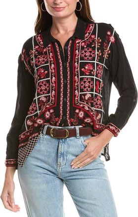 Johnny Was Petite The Slim Audrey Collared Silk-Blend Shirt