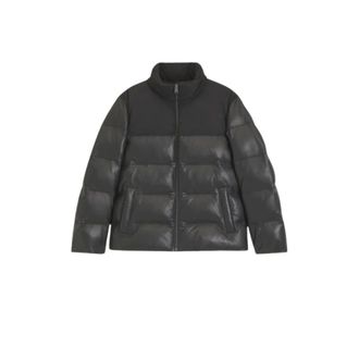 HUGO BOSS Giacca imbottita in pelle con carr&eacute; a contrasto - - Jackets - Uomo - Nero - L
