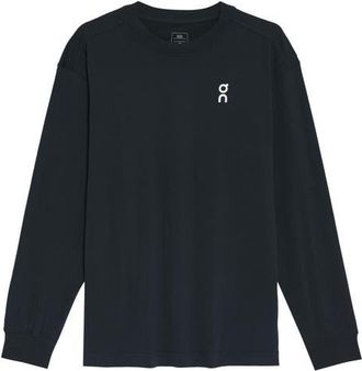 On Club T Oversize Long Sleeve Organic Cotton T-Shirt in Black at Nordstrom, Size Xx-Large