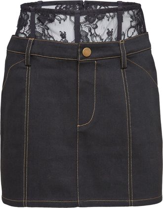 Fleur du Mal lace-waistband mini skirt - women - Spandex/Elastane/Cotton - 2 - Black