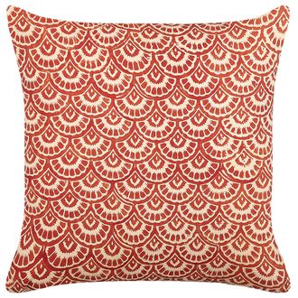 Beliani Coj&iacute;n De Algod&oacute;n Rojo Blanco Crema 45 X 45 Cm Patr&oacute;n Geom&eacute;trico Retro Rhus