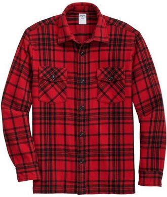 Brooks Brothers Blanket Plaid Cotton Flannel Button-Up Overshirt in Redplaid at Nordstrom, Size Xx-Large