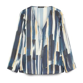 Fiorella Rubino Gedrukte satijnen blouse - Dames - Blouses & Shirts - Veelkleurig - Maat: 3XL Satijn